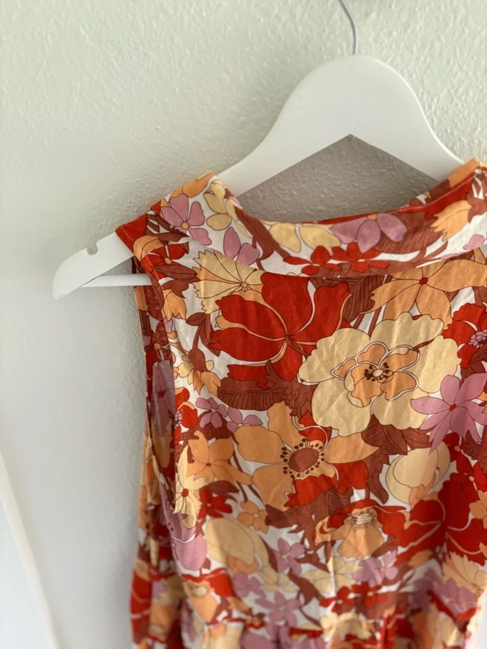 Show Me Your Mumu Orange Pink Cream Floral Tiered Dress - Picture 9 of 11